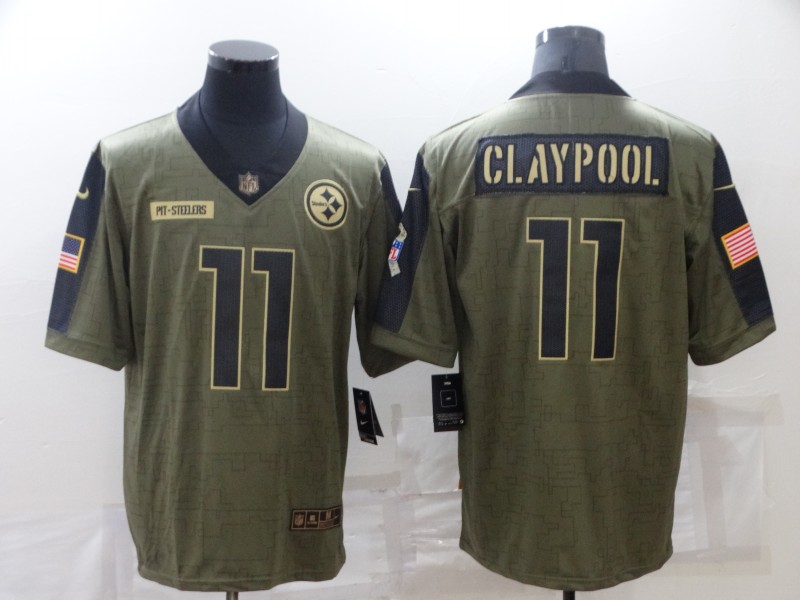 Men Pittsburgh Steelers #11 Claypool green Nike Olive Salute To Service Limited NFL jersey->pittsburgh steelers->NFL Jersey